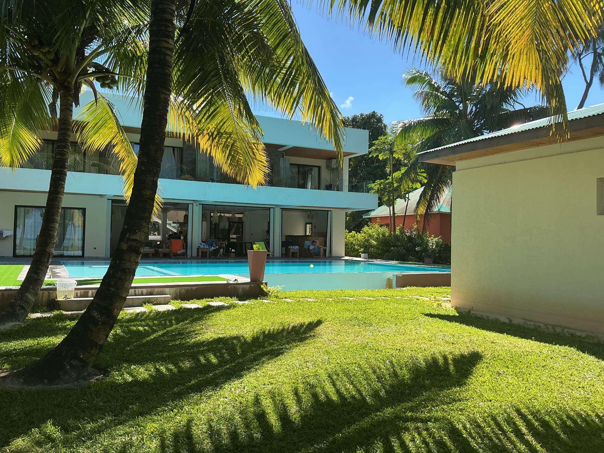 Open-air living room of the five bedroom villa with ocean view