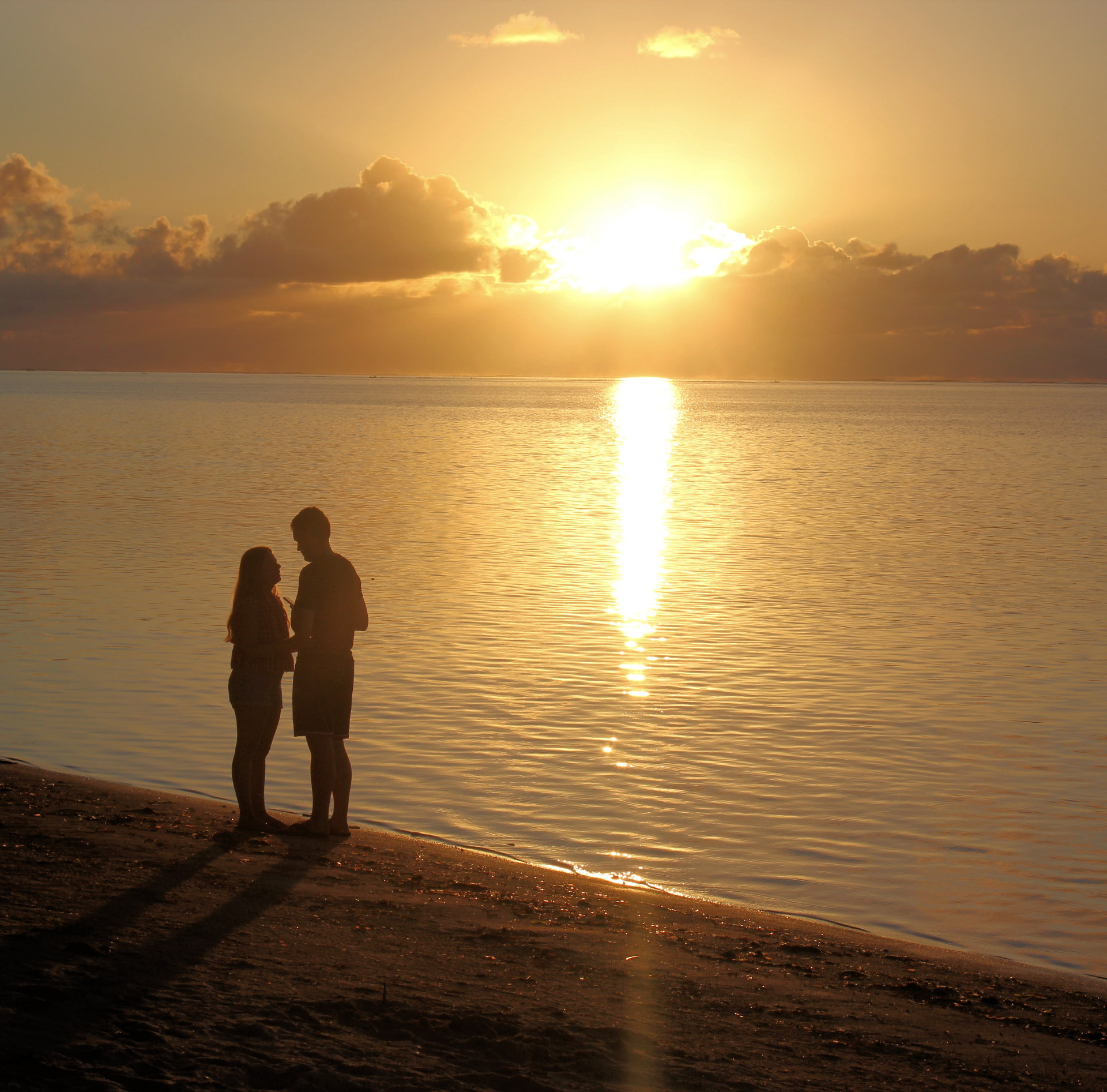 Sunrise over the lagoon from the resort's beach